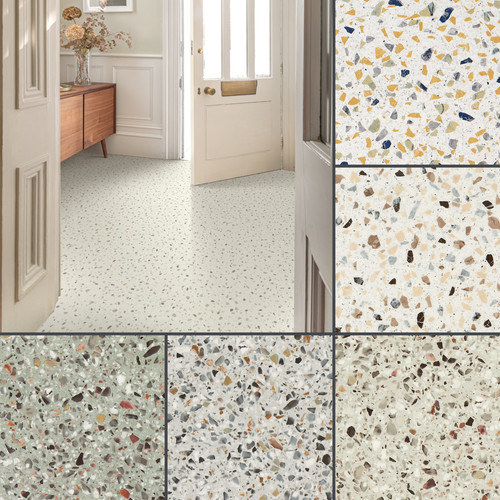 Terrazzo cushioned sheet - terrazzo, vinyl