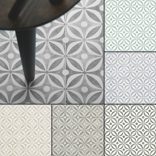 Cement tile effect cushioned - tile,