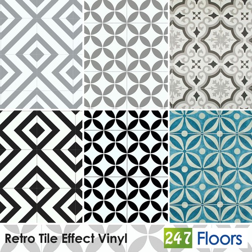 Geometric tile effect vinyl - geometric,